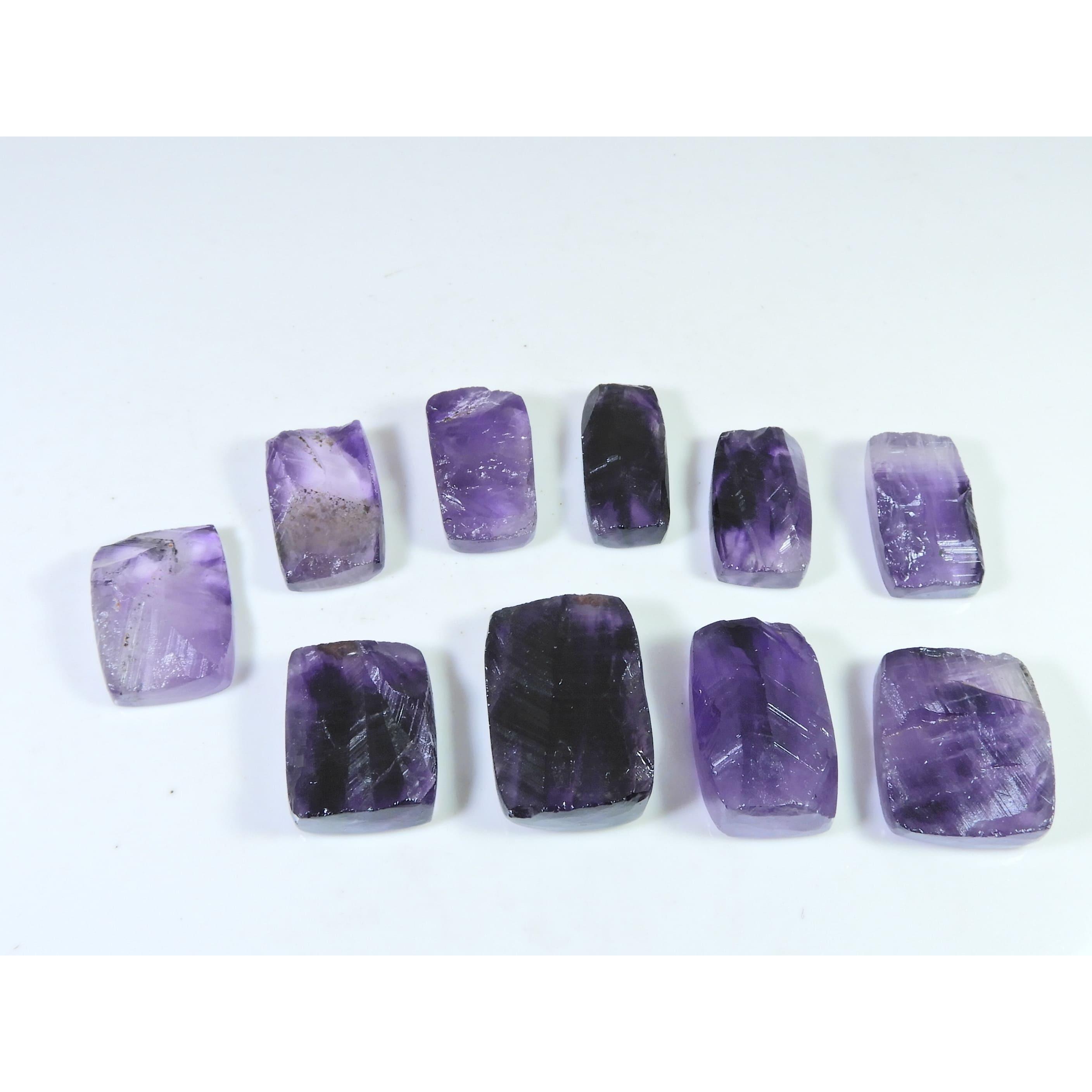 297Cts. Natural Amethyst Druzy Octagon Cabochon Loose Gemstone 10Pcs Lot C-1256