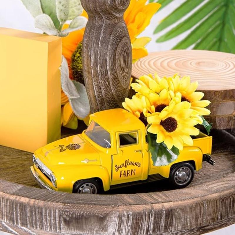 Rustics Truck Decors with Artificial Flowers Truck Decors with LED String Light Tiered Tray Decors Items Home Decors
