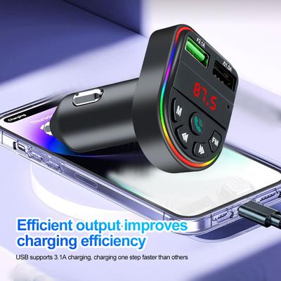 Car Fm Transmitter Dual Usb Fast Charging Phone Charger Adapter Bluetooth 5.0 Wireless Handsfree Calling Car Kit Mp3 Player