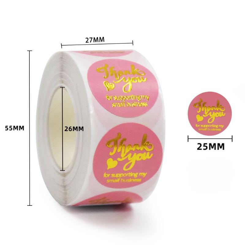 500 Aufkleber/Rolle Goldfolie Dankeschön-Aufkleber Geschenkkartenboxen Partyverpackungsdekoration Backwarenverpackung