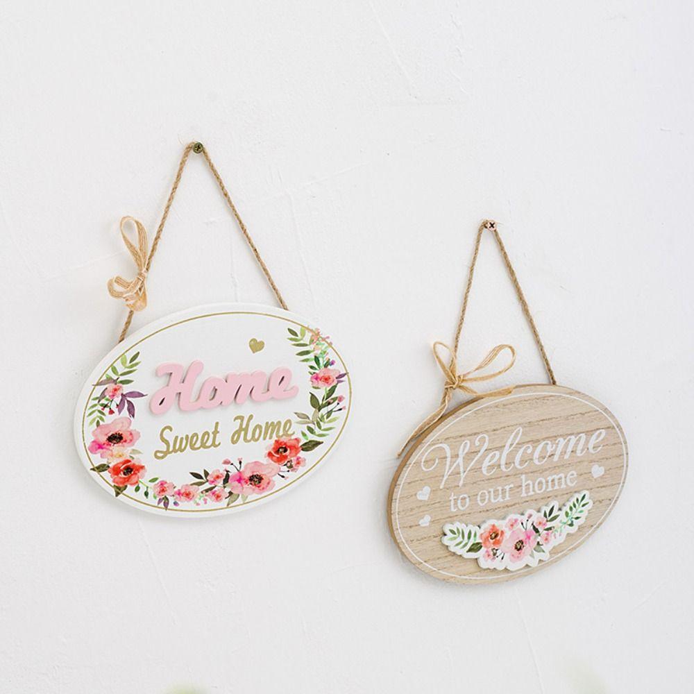Home Decoration Oval Shape Handmade Door Hanging Ornaments Garden Plaque Layout Props Door Plate