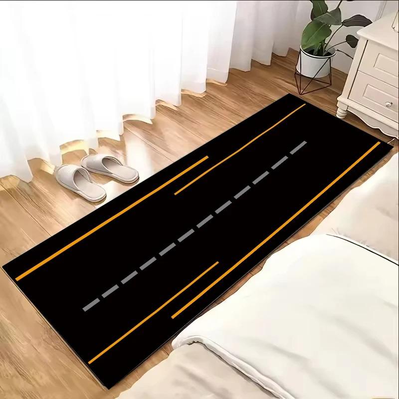 Sfondo Nero Segnaletica Stradale Blu Tappeto Lungo da Corridoio Ingresso Camera da Letto Tappetino Antiscivolo Tappeto per Area Tappeto da Camera da Letto