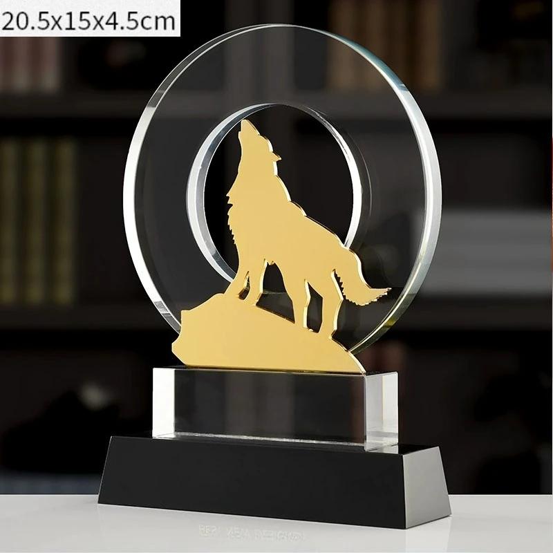 

Customized Wolf Shape Crystal Trophy, Annual Meeting Celebration Excellent Sports Souvenir, High-end Home Decoration Awards, 1Pc
