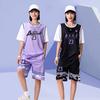 Set Maglia da Basket da Donna Top Finto Due Pezzi Manica Corta Traspirante Vestibilità Larga Allenamento Partita Uniforme di Squadra