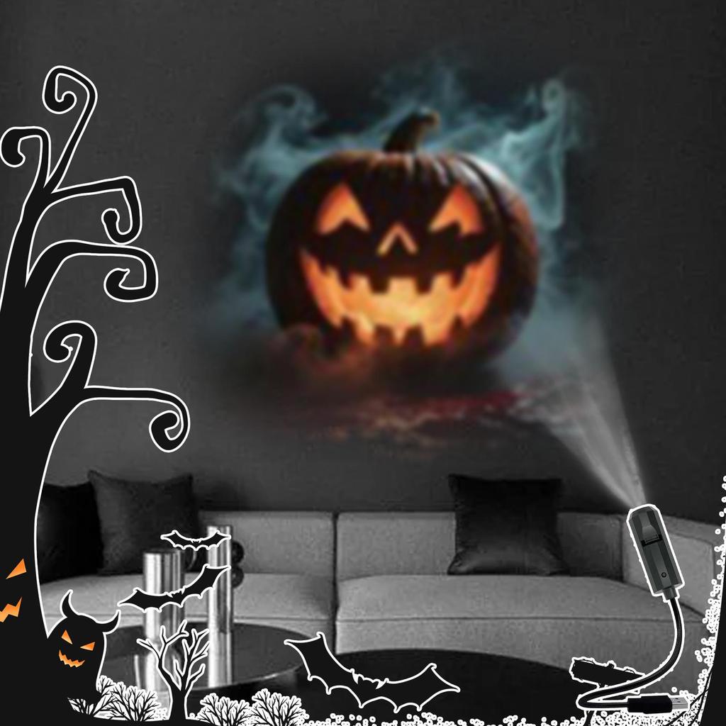 Halloween Projector Lights Skull NightLight Ghost LED Lamp USB Power Supply LED Night Lamp Decor with 6 Light Effects for Patio