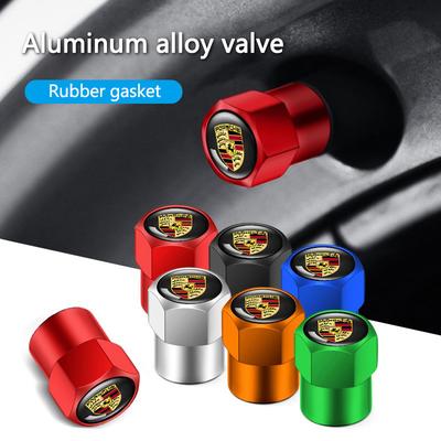 4PC Metal Car Tire Valve Cover Wheel Stem Dustproof Air Cap Case For Porsche 918 911 718 Taycan Panamera Cayenne Boxster Cayman