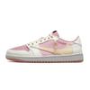 Travis Scott x Air Jordan 1 Valge Roosa Konks, Moodne Trend Madalad Vintage Korvpallijalatsid Unisex Roosa Valge DZ4137-700(Team958-7.0Low)