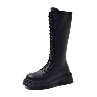 New Thicken Winter Knight Boots Women Knee High Long Square Heel Boots Retro Thick Motorcycle Boots Black White Botas Mujer