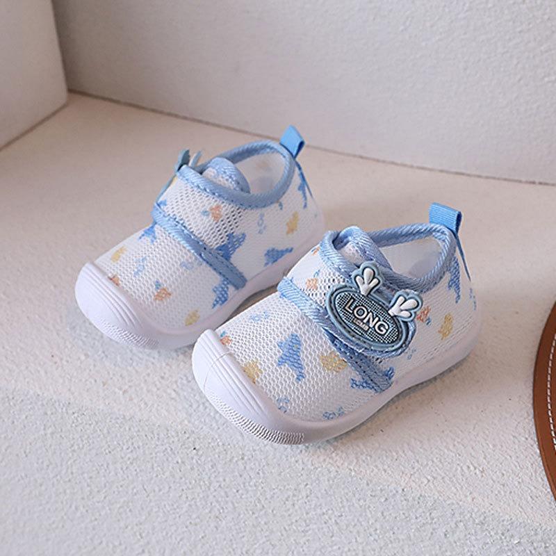 

Летняя ажурная обувь для малышей 0-1-3 лет, мягкие ходунки для мальчиков и девочек, пищащие сандалии для младенцев. 16 синий