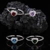 S925 Sterling Silver Natural Garnet Topaz Diopside Color Treasure Amethyst Love Ring Female