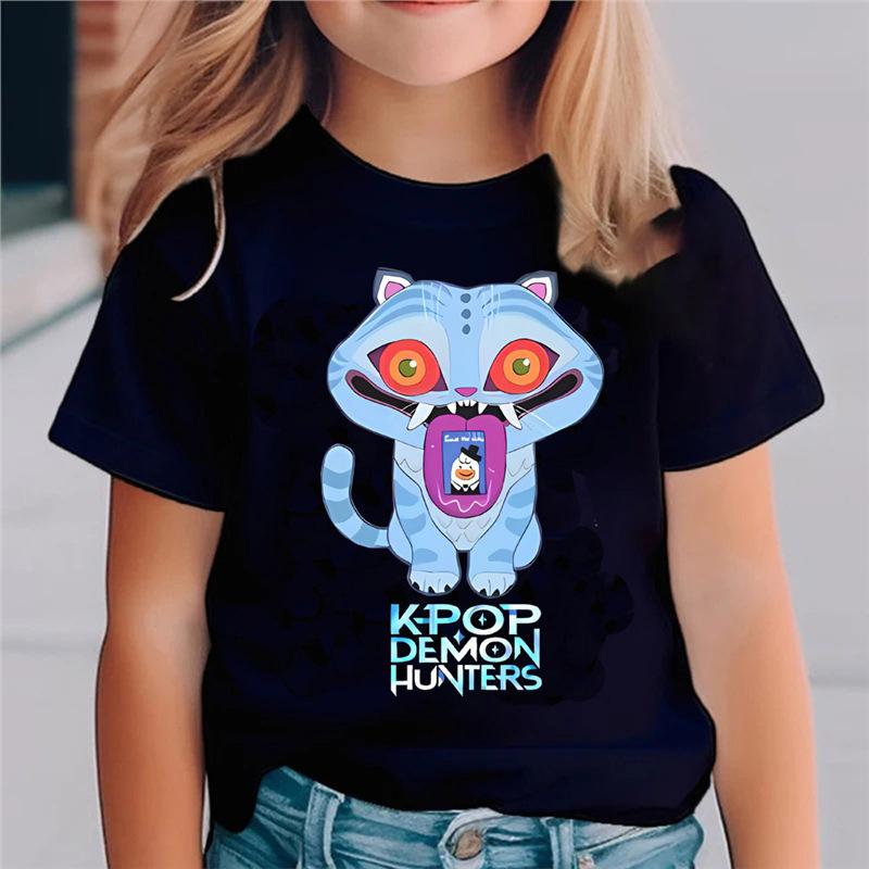 Kpop Łowcy Demonów Odzież Dziecięca Koszulka z Krótkim Rękawem Urocza Kpop Łowcy Demonów T-shirt Tygrys Harajuku dla Chłopców Dziewczynek