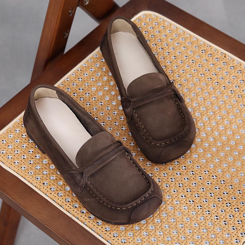 

Осенние женские туфли на плоской подошве из натуральной кожи с мягкой подошвой - удобные для беременных мам 39 кофейный