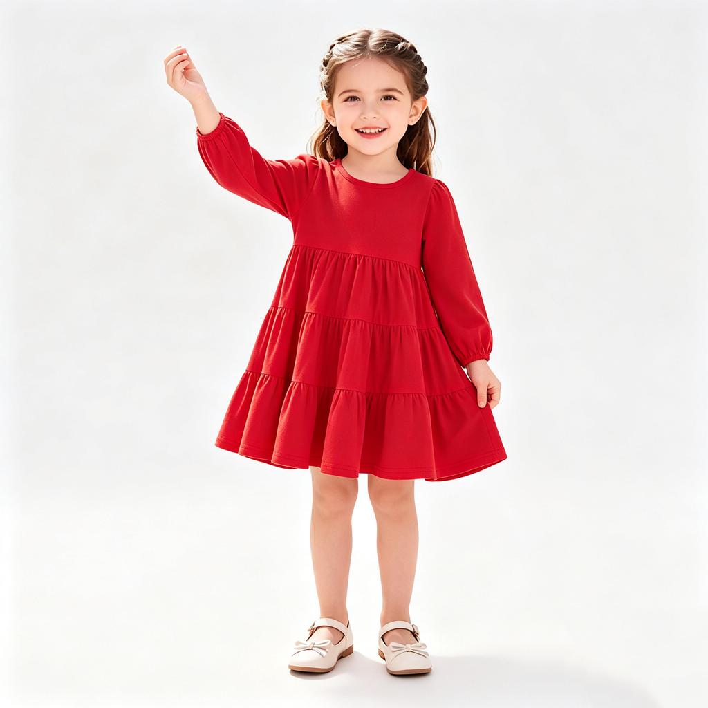 Girls Fashion Hooded Sweatshirt Dress Color Casual Dress for Spring and Fall