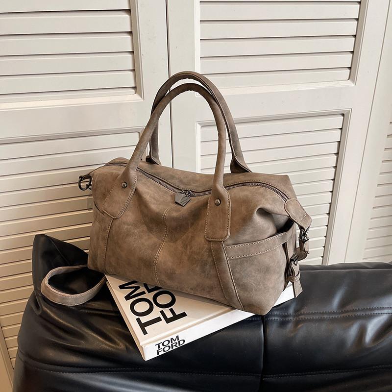 Ielgy Retro Large-Capacity Tote Bag All-Match Frosted Shoulder Messenger Bag