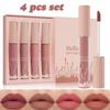Velvety Matte Lip Gloss 4Piece Collection Soft Mist Lipstick Non Fading Waterproof Liquid Glaze