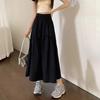 Korean Style Fashionable Design Pleated Stitching Elastic Waist Long Skirt