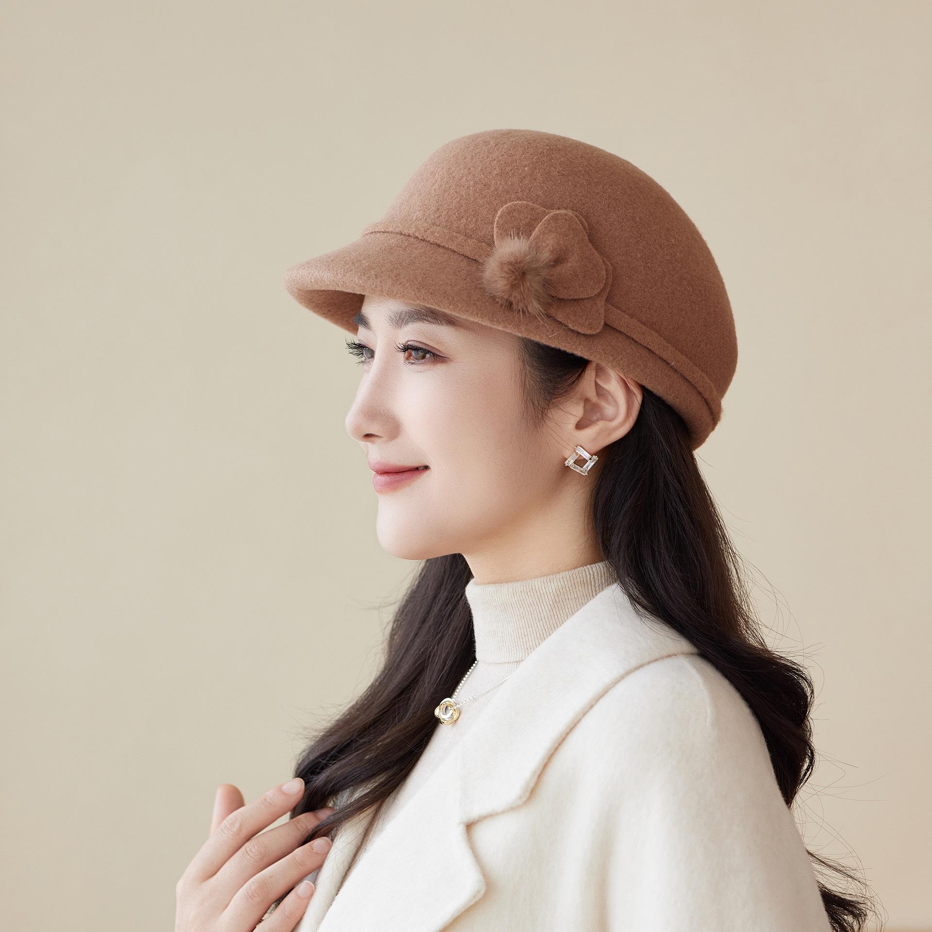 

Wool Mother Hat Elegant Temperament Middle-Aged The Elderly Hat Weather Warm Basin Hat M（56-58cm） верблюд