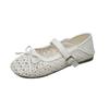 New 2025 Summer Breathable Woven Hollow Out Slip-On Women's Shoes Butterfly Knot Single Strap Versatile Fashionable Mary Janes