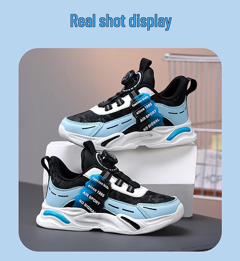 Children's Sneakers: Boys' 3-4 Years, Leather Rotary Button, Girls' 6-12 Years Running Shoes