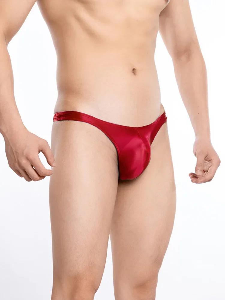 Sexy Low Waist Mini Thong Briefs Men'S Panties High Elastic Slip Underwear Exotic Man Lingerie Night Wear Allure Underpants