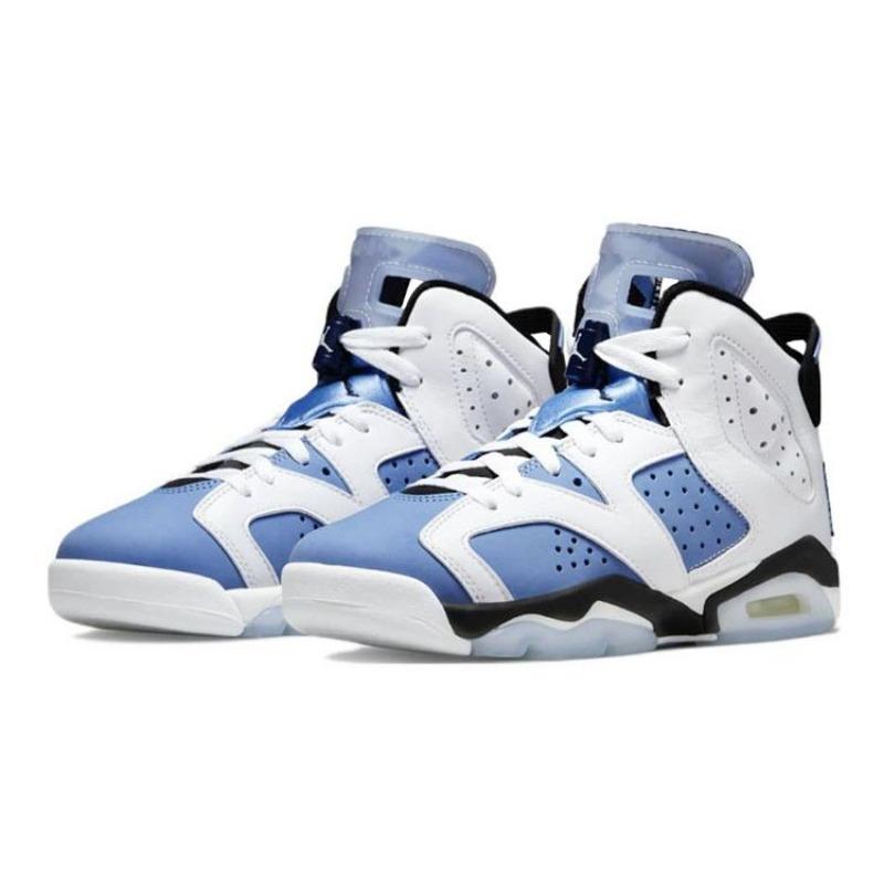 Air Jordan 6 Retro "University Blue" GS high-top leather basketball shoes white/blue unisex 384665-410
