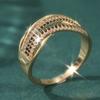 Black/clear Synthetic Zirconia Fashion Waves Shaped Ring for Women's Classic Golden Plated Banquet Festival Jewelry Accessories