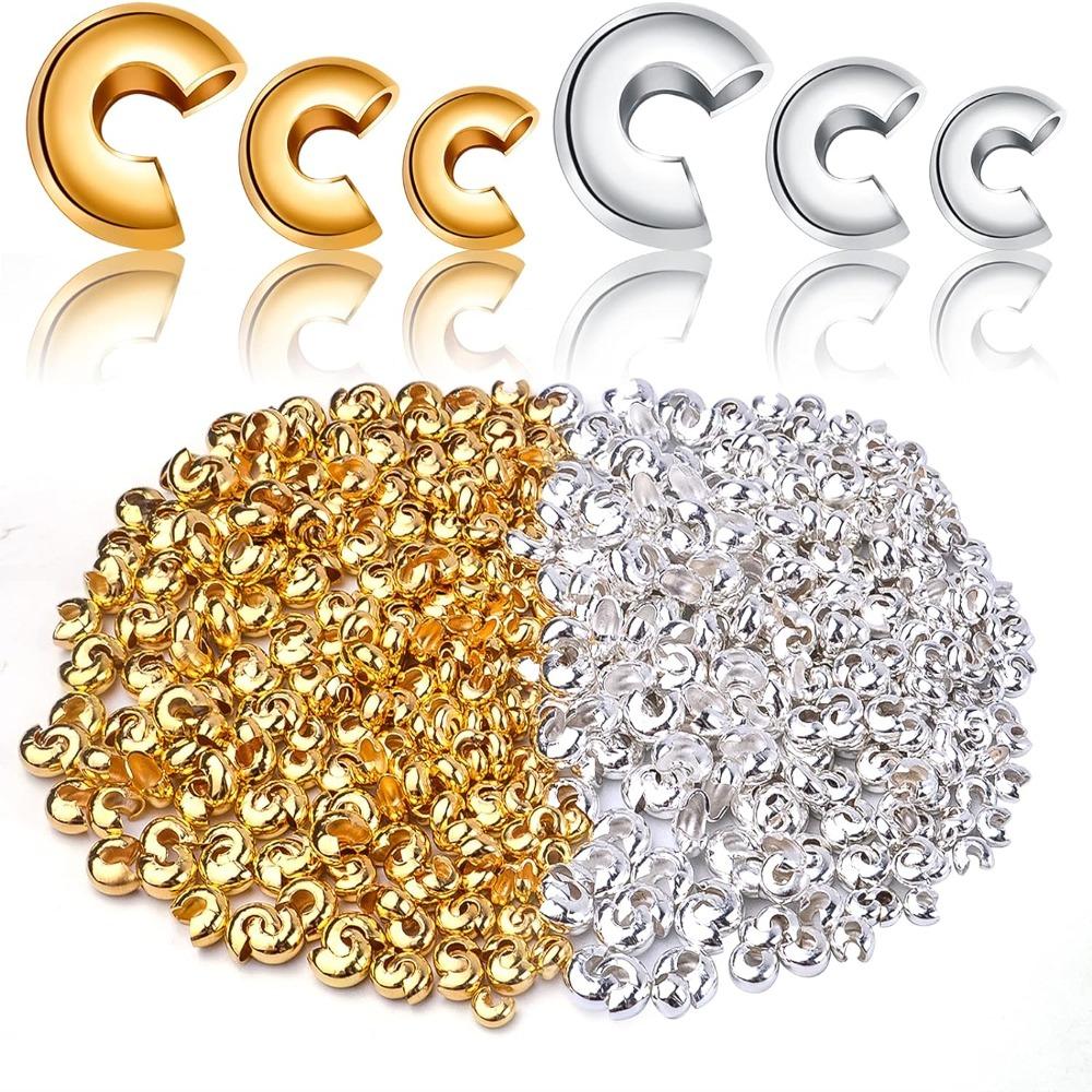 

600 шт. 3/4/5 мм обжимные бусины с узлами, золотые и серебряные накладки для бусин, наборы для ювелирных изделий, ожерелья