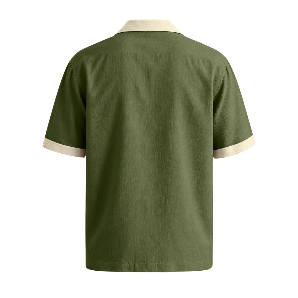 Men's Summer Casual Short-Sleeve Shirt With Collar And Multiple Pockets