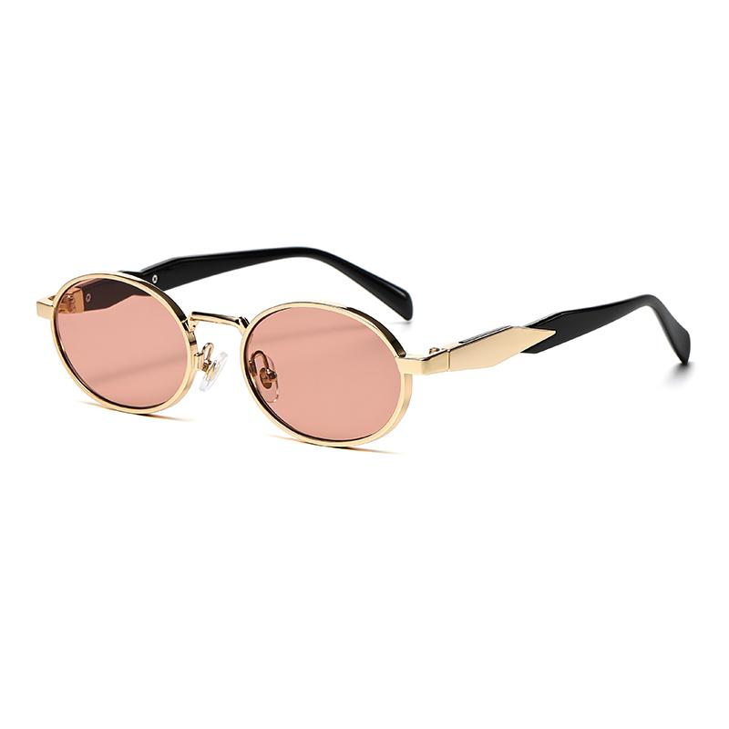 1/2pcs New Small Frame Metal Oval Sunglasses For Women And Men, High-End Retro Steampunk Sun Glasses