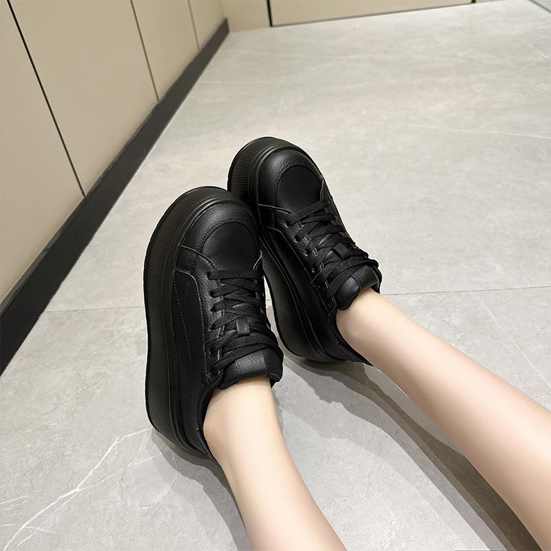 thick-soled little white shoes women's spring new casual sports muffin shoes, small height-increasing lace-up women's board shoes