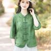 Summer New Stylish Seven-Sleeve Chinese Style Shirt for Middle-Aged Women