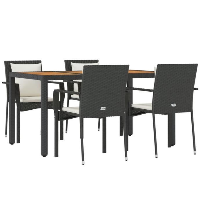VidaXL Garden Dining Furniture and Cushions 5pcs Black Wicker 3157965
