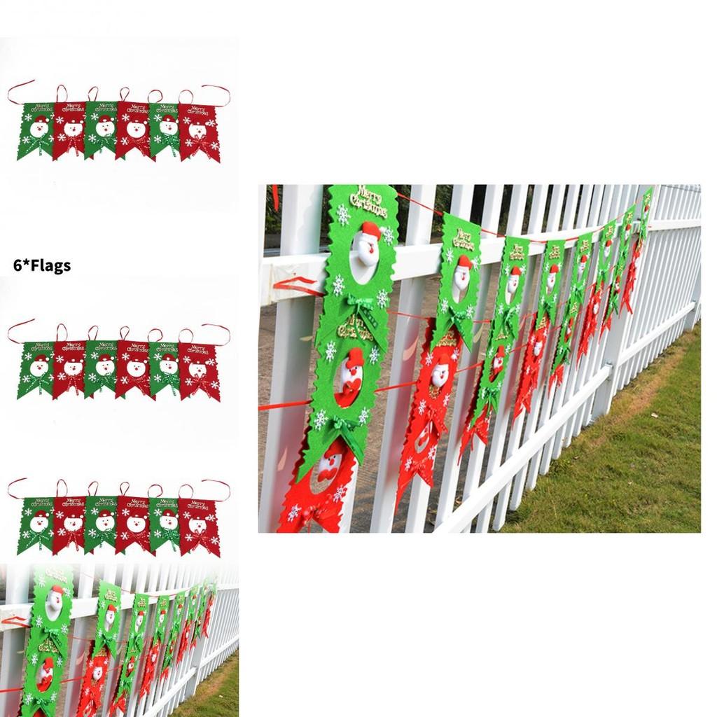 Christmas Party Decorations With Santa Claus Pattern Festive Flag Banners For Holiday Celebration