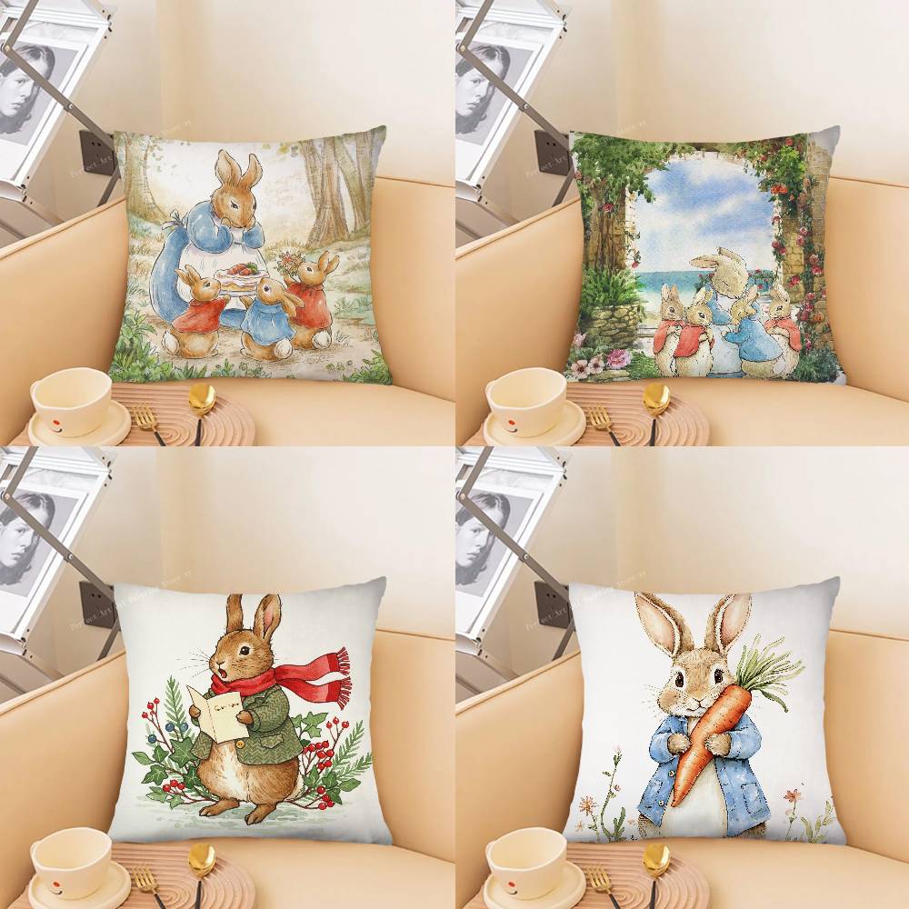 Novel By PPeter Rabbit Pillow Case Fashion Square Pillowcase Bedroom Sofa Room Ins Decoration Leisure