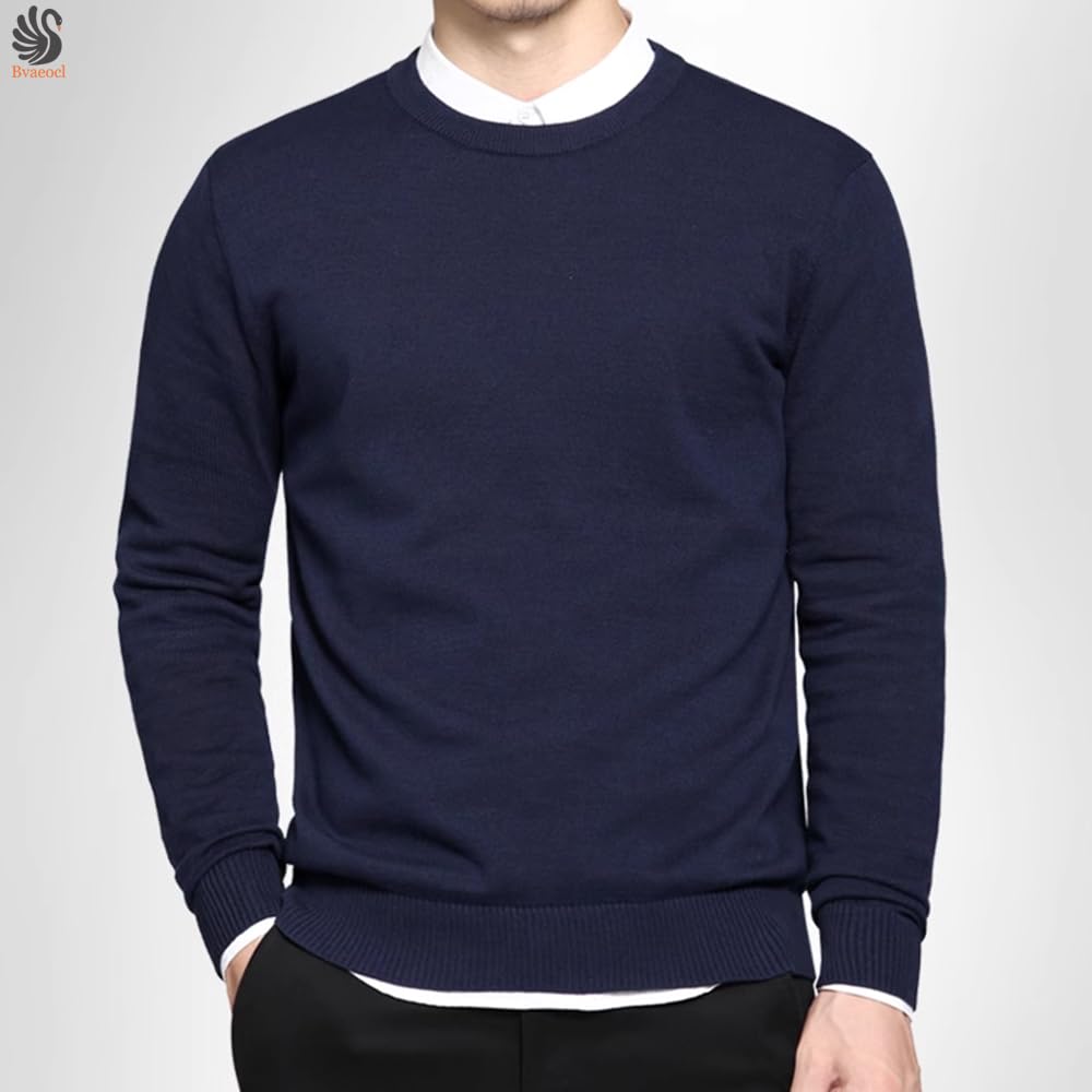 Bvaeocl Winter Crew Neck Knit Solid Long BV147 Men's Sweater, Warm, Color, Casual, Sleeve, Undershirt, Stylish, Spring/Autumn Outfit, (JP, Alphabet,