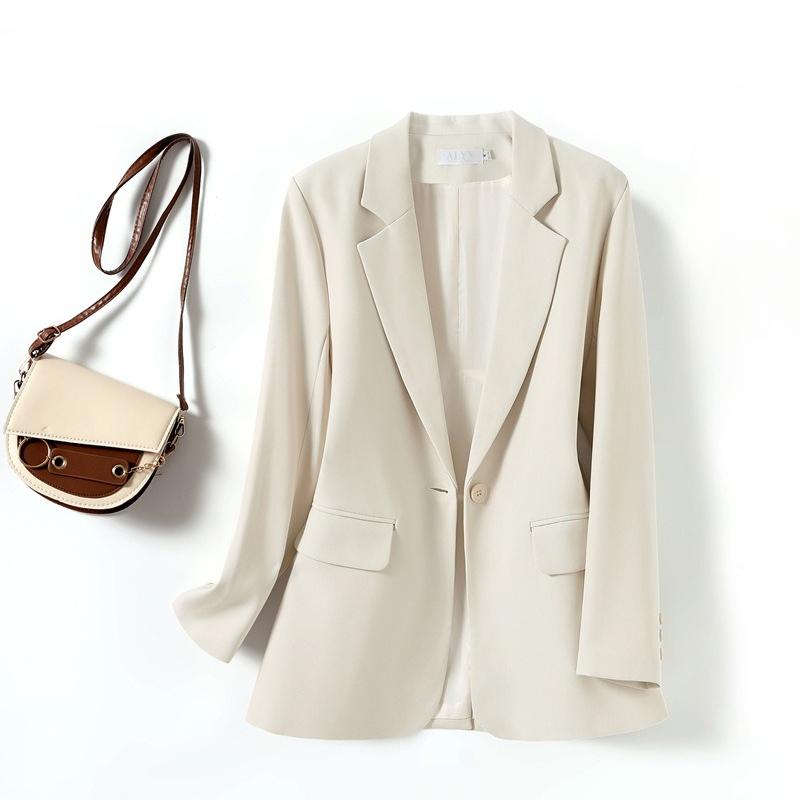 

Long Small Suit Women s Solid Color Autumn New Korean Slim Plus One Button Suit Jacket. 3XL