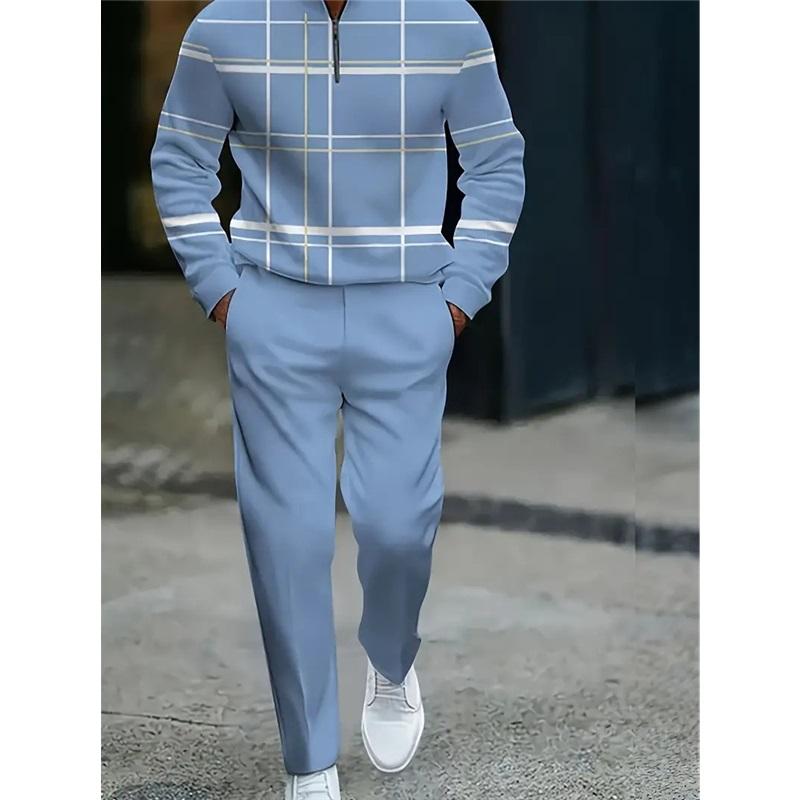 Men's 2Pcs Tracksuit Half Zip Sweatshirt  Jogger Pants Set
