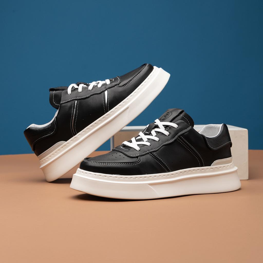 Men's shoes spring and summer new trend versatile fashion casual board shoes men's Korean version thick-soled low-top lace-up white shoes tide