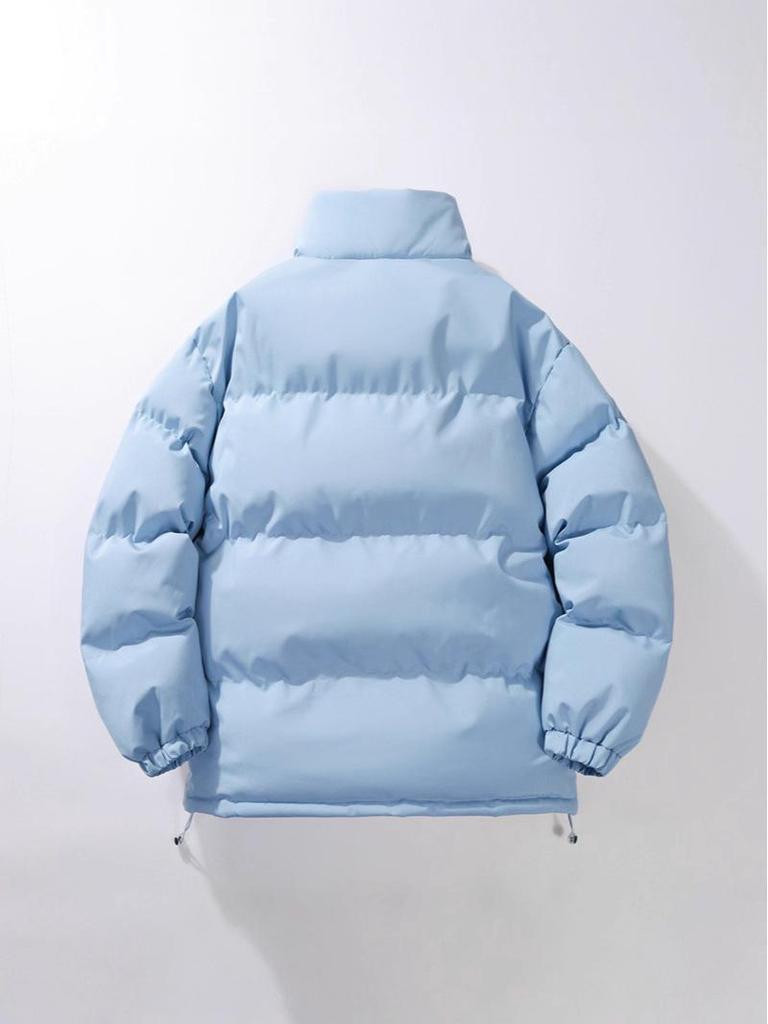 Men's Trendy Winter Stand Collar Puffer Jacket - Versatile, Warm, and Thickened Cotton Outerwear for Couples and Youth