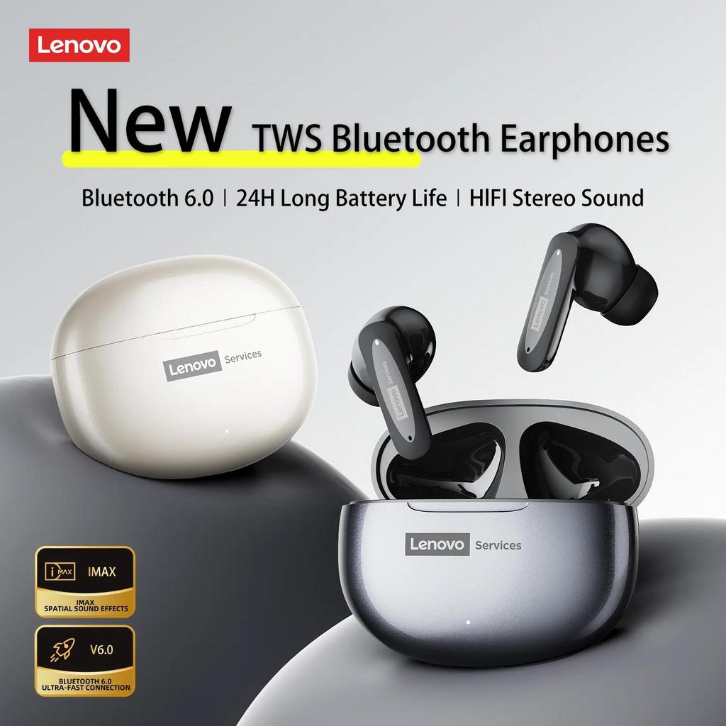 Original Lenovo LE202 Wireless Bluetooth 6.0 Earphones AI Call Noise Cancellation Sound Quality Headphone Long Battery Life Earbuds