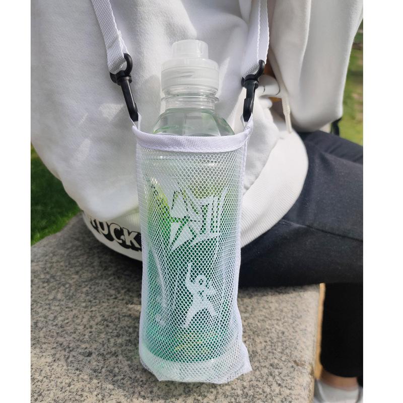 Water Bottle Holder Mesh Bottle Sling With Adjustable Shoulder Strap Kids Water Bottle Carrier Sleeve For Walking Outdoor Sports