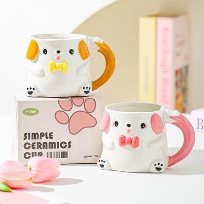 Niedliche Cartoon Welpen Keramiktasse Becher Milchbecher Hohe Temperaturbeständigkeit Haushaltstasse Wasserbecher Paarbecher Geschenk für Mädchen