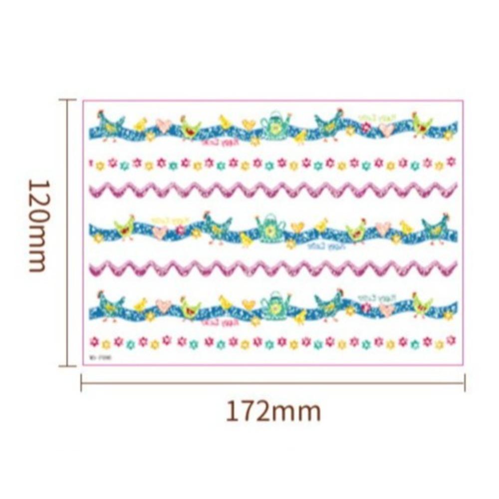 16 Sheets Disposable Easter Egg Stickers Cartoon Bunny Flower Colorful Stripes Tattoo Stickers Glitter Stationery Stickers