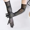 1 Pair Women Prom Arm Sleeves See-through Mesh Rhinestone Decor Ultra Thin Fingerless Performances Bride Wedding Photo Prop Arm Cuffs