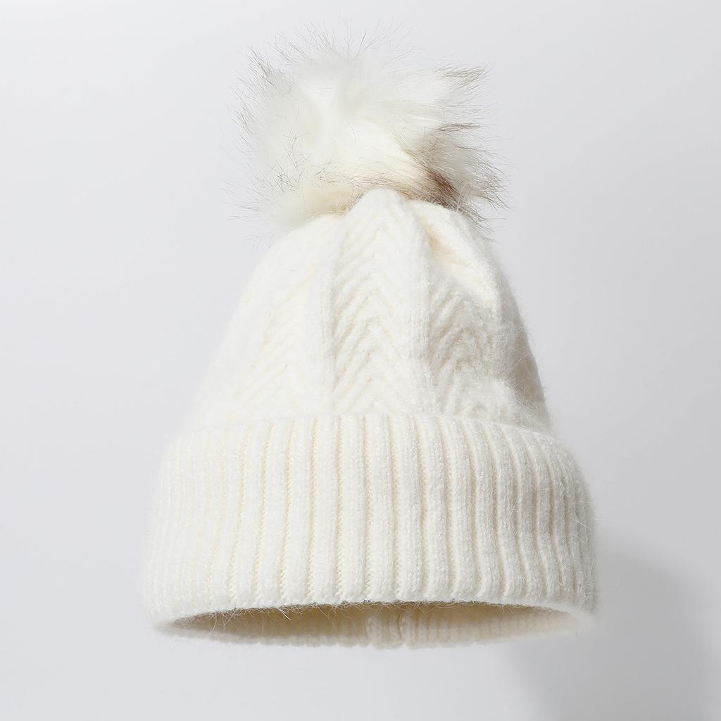 Verdickte Kältefeste Und Warme Wollkugel-Pullovermütze Winter Outdoor Stapelmütze Strickmütze