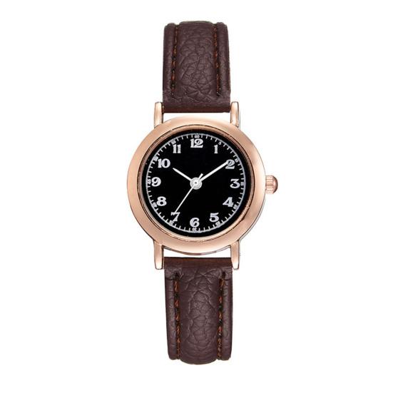 

Women Round Dial Watch with Faux Leather Strap Casual Formal Watch Quartz Analog Wristwatch Gift for Birthday Christmas D