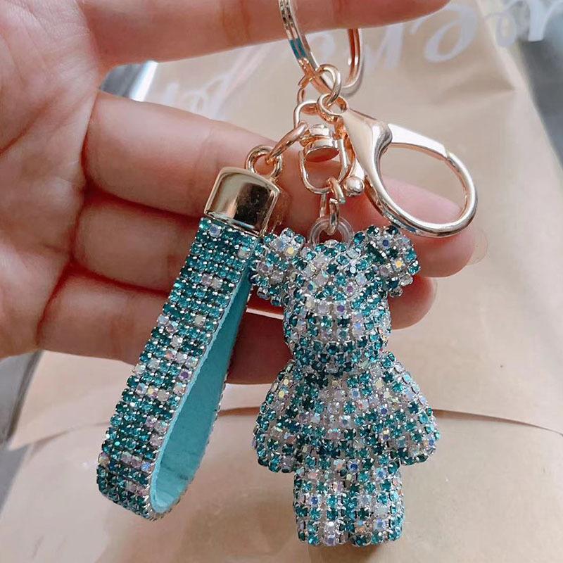 

Creative Diamond bear Car Keychain hand-made luxury keychain rhinestone keychain Bag Pendant Doll girl gift pendant