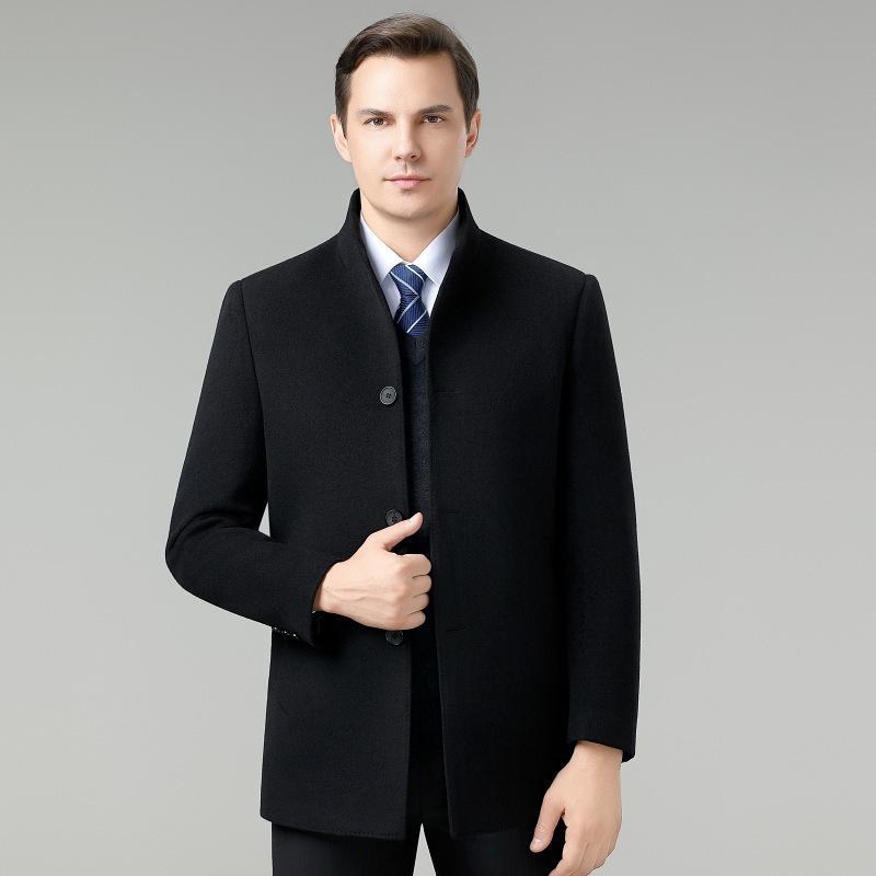 Brand Double-Sided Cashmere Men's Classic Wool Trench Coat with Down Liner