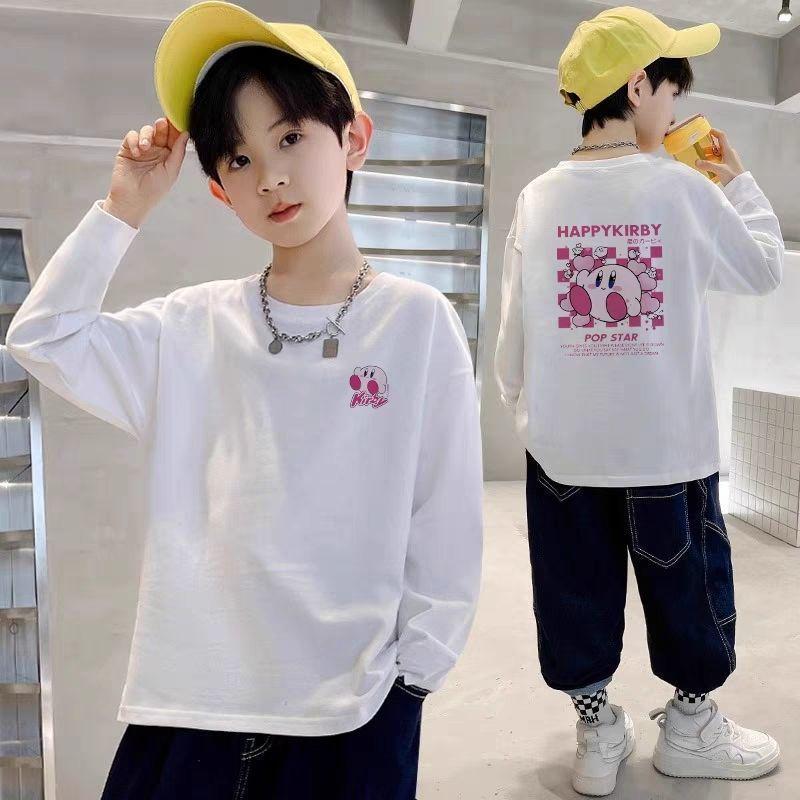 Boys' Pure Cotton Long Sleeve T-shirt - 2025 Autumn Casual Versatile Base Layer for Medium and Large Kids