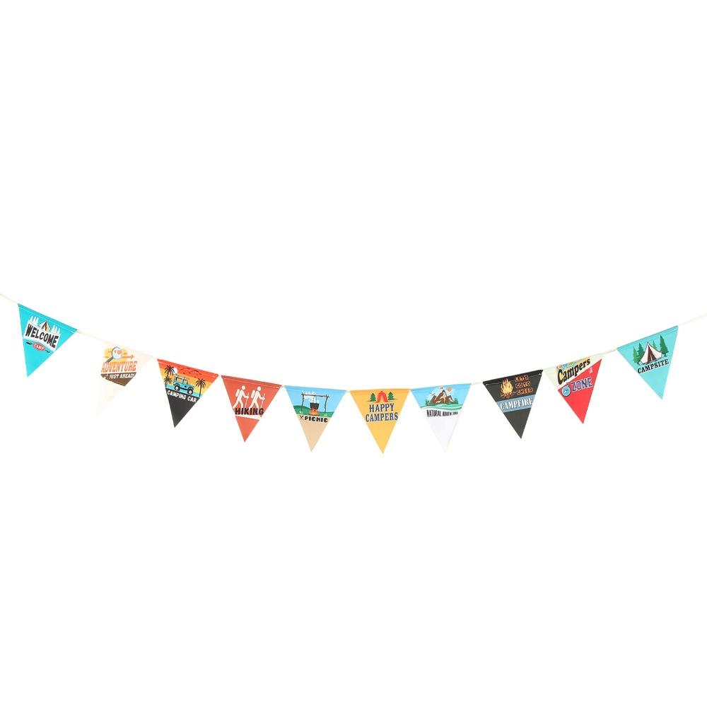 10Pcs/Set 10 Pieces Set Camping String Flag 3 Meter Pennant Decor Pennant Banner  Outdoor Events
